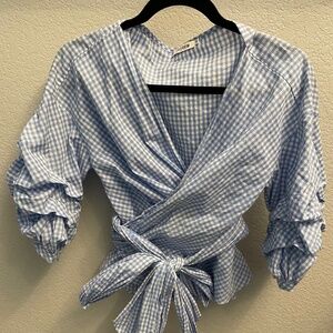 Farrow Gingham Wrap Top